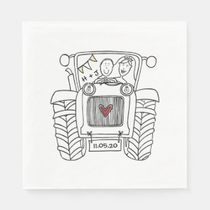 Personalized Tractor Country Wedding Paper Napkin