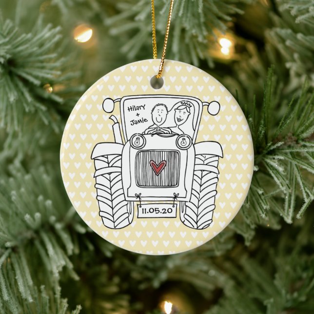 Personalized Tractor Wedding Christmas Decoration (Tree)