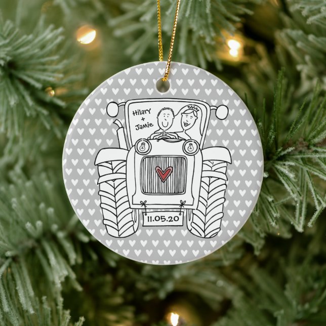 Personalized Tractor Wedding Christmas Decoration (Tree)