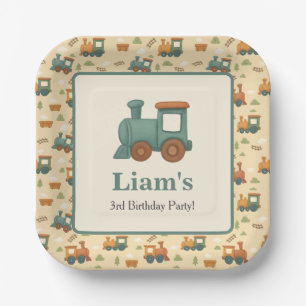 Personalized Train Birthday Party  Paper Plate