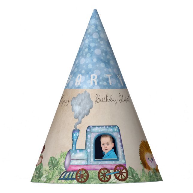 Personalized train engine Party Hat (Front)