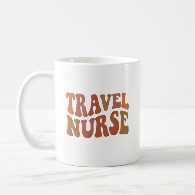 Personalized Travel Nurse Retro Typography Coffee Mug (Left)