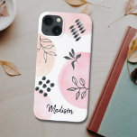 Personalized Trendy Abstract Shapes Pink iPhone 13 Case<br><div class="desc">Make your phone unique with this pretty blush pink and white case decorated with an abstract floral pattern in black.
You can customize it by changing the name or making it a monogram.</div>