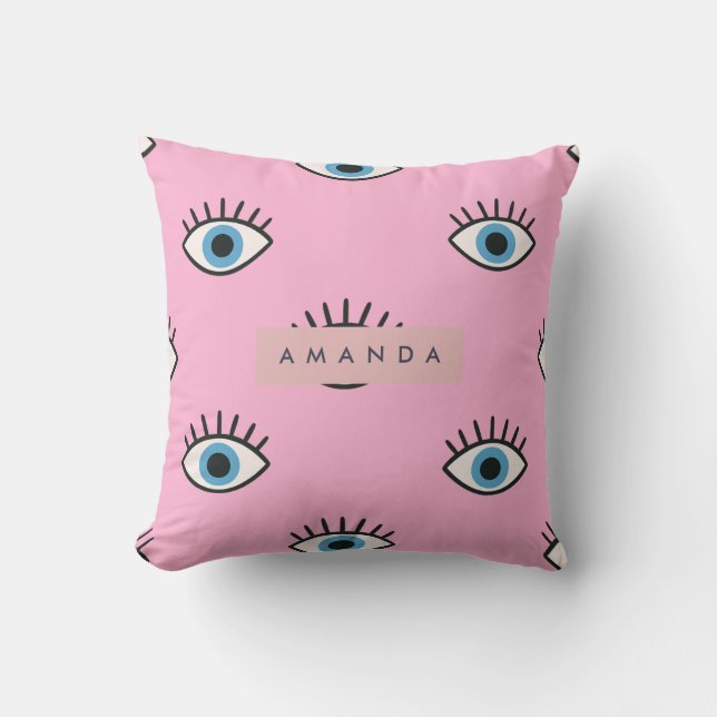 Personalized Trendy Evil Eye Pop Art Pattern Cushion (Front)