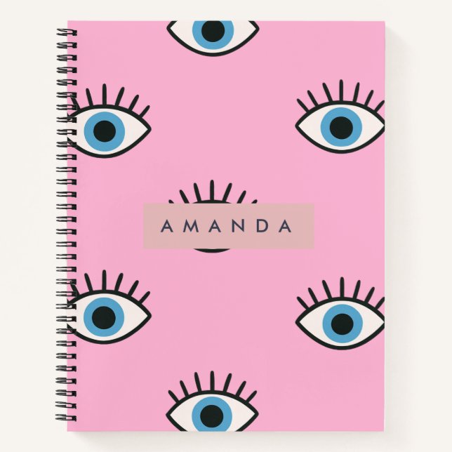 Personalized Trendy Evil Eye Pop Art Pattern Notebook (Front)