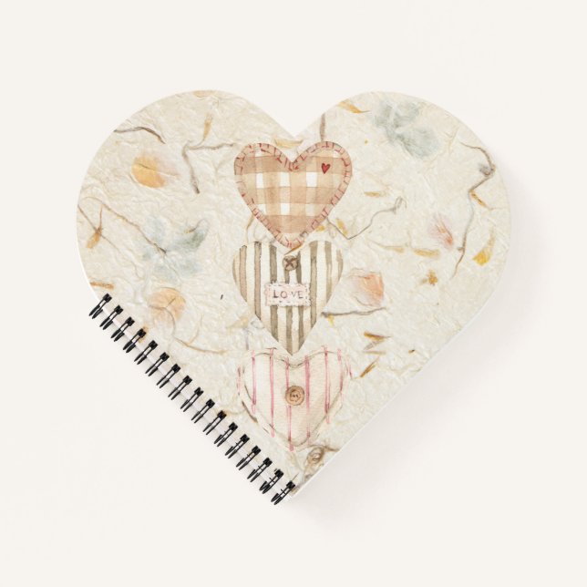 Personalized trendy mulberry artwork with hearts notebook (Front)