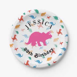 Personalized Triceratops Dinosaur birthday Paper Plate
