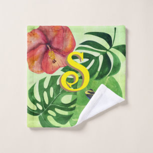 Personalized Tropical leaves Botanical jungle frog Wash Cloth