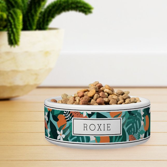 Personalized Tropical Orange Blossom Pattern Pet Bowl (Creator Uploaded)
