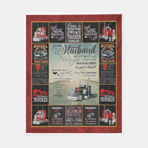 Personalized Trucker Driver To My Husband Fleece Blanket