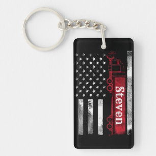 Personalized Trucker Flag Key Ring