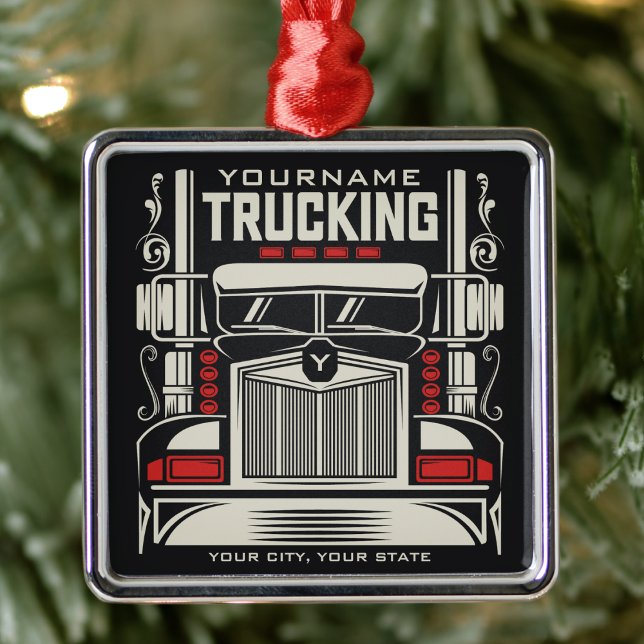 Personalized Trucking 18 Wheeler BIG RIG Trucker Metal Tree Decoration (Creator Uploaded)