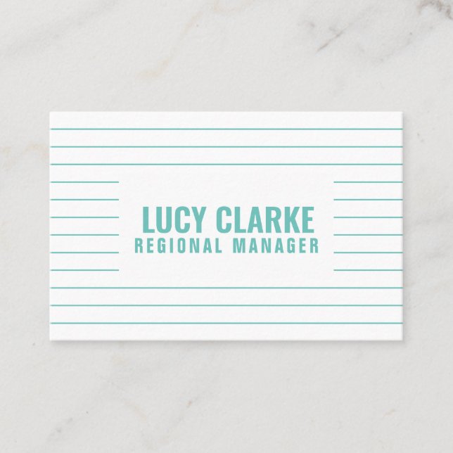 Personalized "Turquoise Strips" (UK/Euro) Business Card (Front)