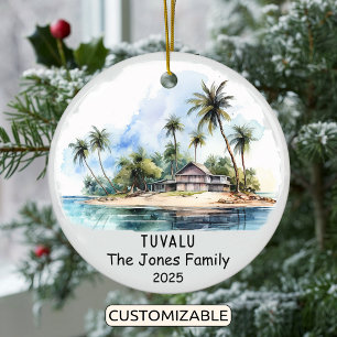 Personalized Tuvalu Ornament, Oceania Ceramic Tree Decoration