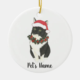 Personalized Tuxedo Ragamuffin Cat Ceramic Tree Decoration