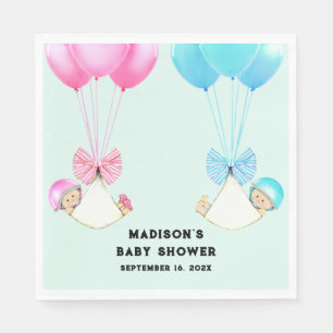 personalized twins baby shower party napkin