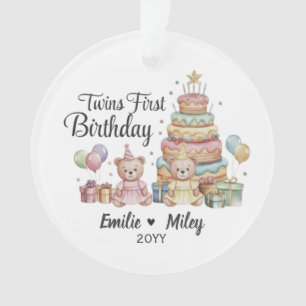 Personalized Twins First Birthday Ornament