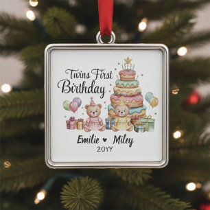 Personalized Twins First Birthday Ornament