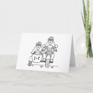 Personalized Two Brides Biker Motorcycle Wedding Card