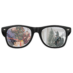 Personalized Two Family Christmas Photo Retro Sunglasses