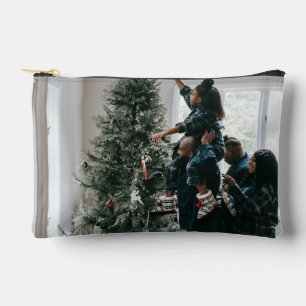 Personalized Two Sided Family Christmas Photo  Accessory Pouch