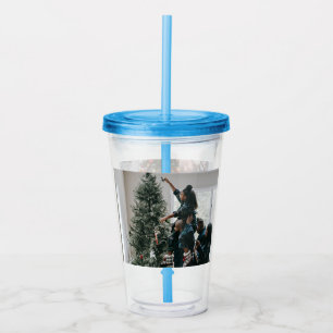 Personalized Two Sided Family Christmas Photo Acrylic Tumbler