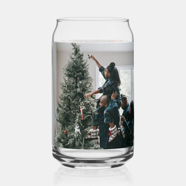 Personalized Two Sided Family Christmas Photo  Can Glass (Front)