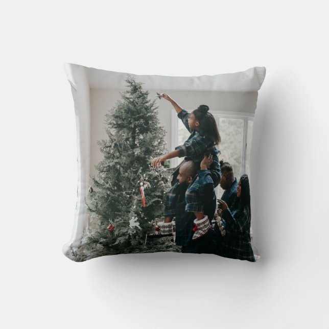 Personalized Two Sided Family Christmas Photo  Cushion (Front)