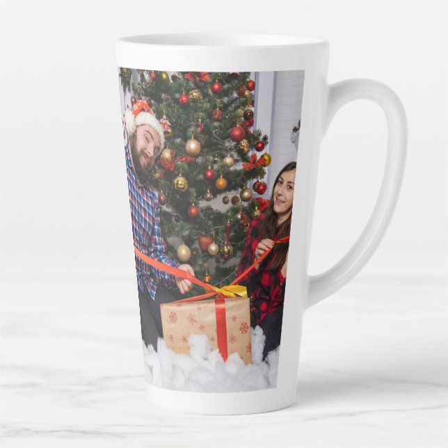 Personalized Two Sided Family Christmas Photo  Latte Mug (Right)