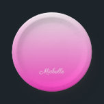 Personalized two-tone gradient ombre hot pink paper plate<br><div class="desc">Personalized two-tone gradient ombre hot pink</div>