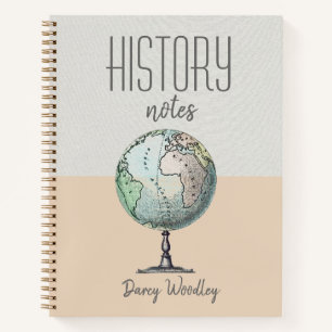 Personalized Two Tone History Notes Notebook