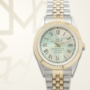 Personalized Two-Tone Watch ∣ Aqua Marble Gift