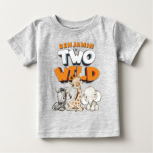 Personalized Two Wild Comics Safari 2nd Birthday Baby T-Shirt
