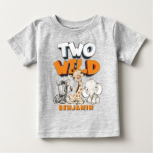 Personalized Two Wild Comics Safari 2nd Birthday Baby T-Shirt