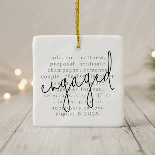 Personalized Typography Words Engaged Ceramic Ornament
