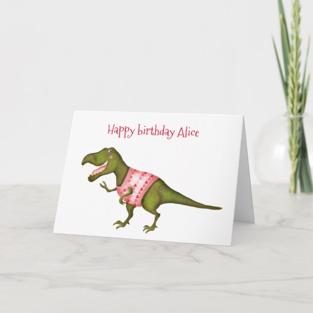 Personalized Tyrannosaurus rex birthday card (Front)