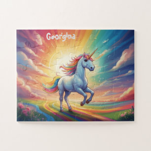 Personalized Unicorn and Rainbow Jigsaw Puzzle