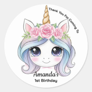 Personalized Unicorn Birthday Party Favor Sticker