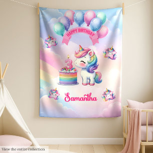 Personalized Unicorn Blanket for 3rd Birthday Girl