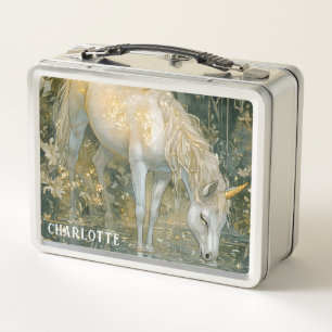 Personalized Unicorn Enchanted Forest  Metal Lunch Box