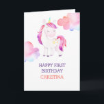 Personalized Unicorn Happy Birthday Girls Card<br><div class="desc">Personalized Unicorn Happy Birthday Girls</div>