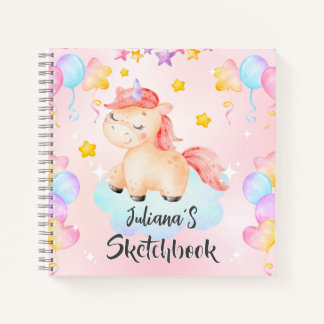 Personalized Unicorn Kids Sketchbook Notebook