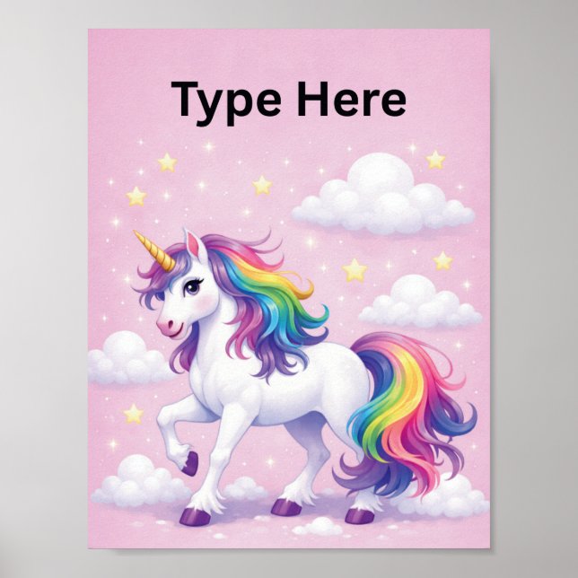 Personalized Unicorn Name Poster (Front)