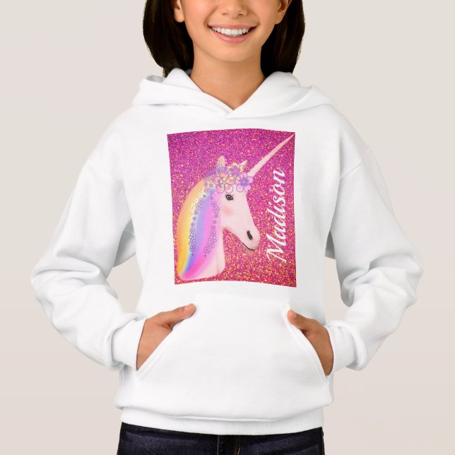 Personalized Unicorn Rainbow Pink Glitter Sparkles (Front)