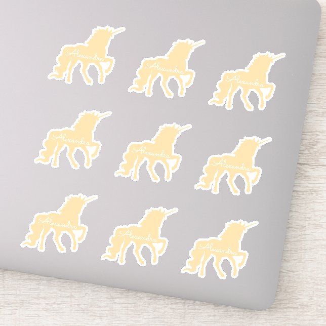 Personalized Unicorn set of 9 Die Cut Sticker (Detail)