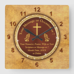 Personalized, Unique Religious Gifts for Him, Square Wall Clock