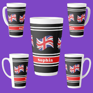 Personalized United Kingdom Flag  Latte Mug