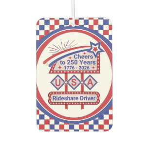 Personalized USA 250–Patriotic Retro Marquee Car Air Freshener