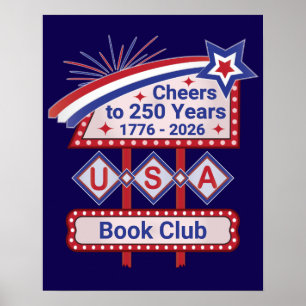 Personalized USA 250–Patriotic Retro Marquee Poster