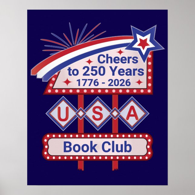 Personalized USA 250–Patriotic Retro Marquee Poster (Front)